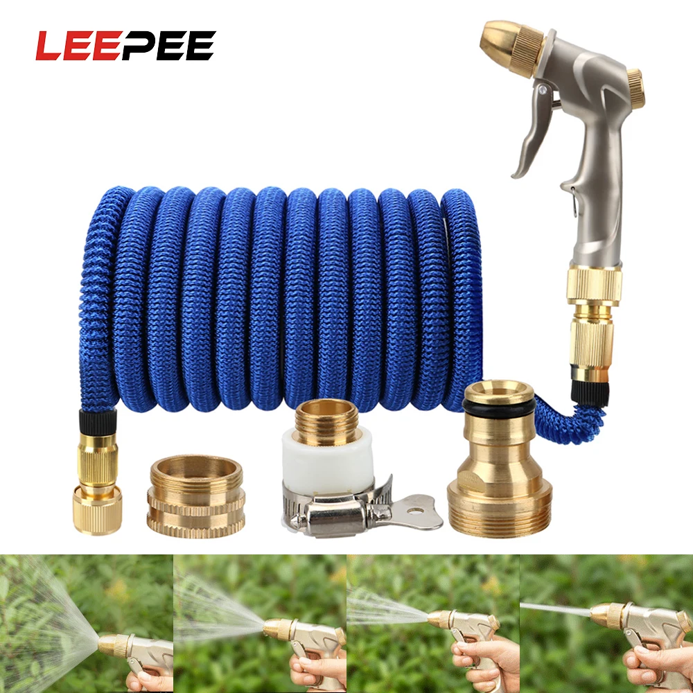 

25FT-100FT Flexible Car Wash Hose High Pressure Garden Hose Telescopic Magic Hose Adjustable Nozzle Metal Spray Gun Plastic
