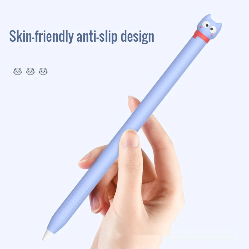 

Pencil Case for Apple Pencil 1 2 Silicone Cat Cartoon Kawaii Shockproof Soft Protective Cover for 2/1 Touch Pen Stylus