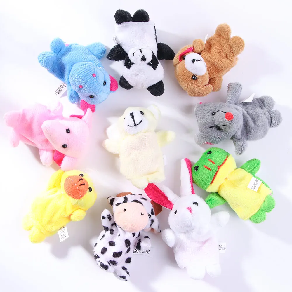 10 шт. милые семейные пальчиковые куклы с мультяшными животными мягкие игрушки