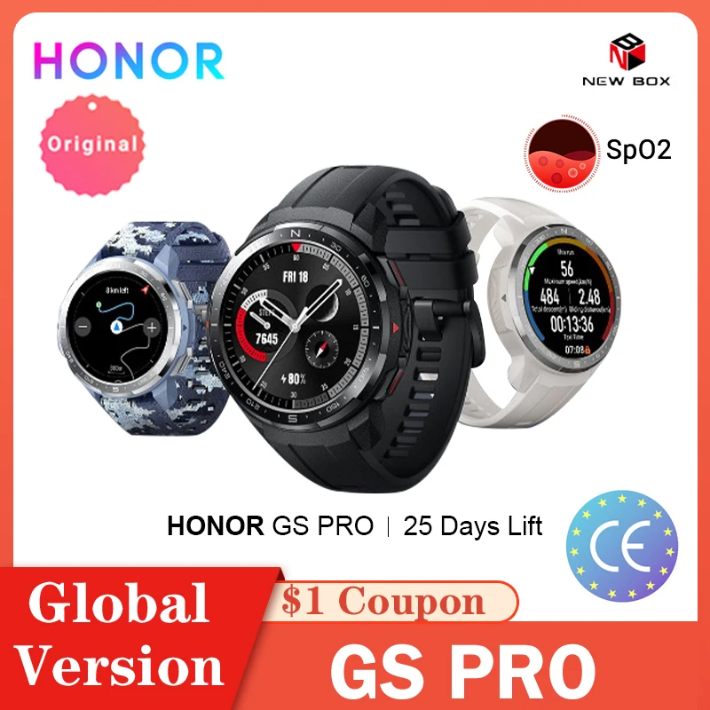 Honor Watch GS Pro оригинальные Смарт часы глобальная/CN версия AMOLED SpO2 мониторинг