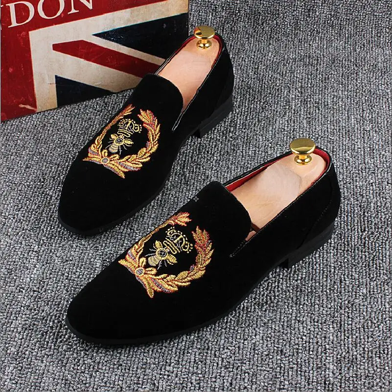 Shoes Men Velvet Loafers Embroidered Luxurious Dress Casual Handmade Breathable | Обувь