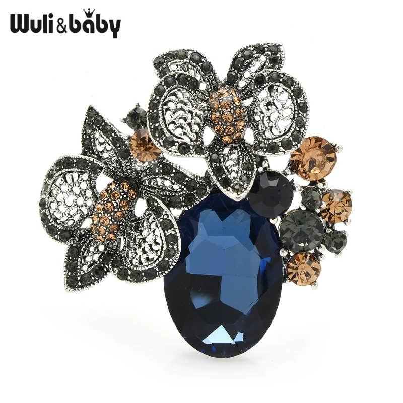 Женская Брошь в виде ваза из горного хрусталя Wuli &amp baby 2 цвета | Украшения и