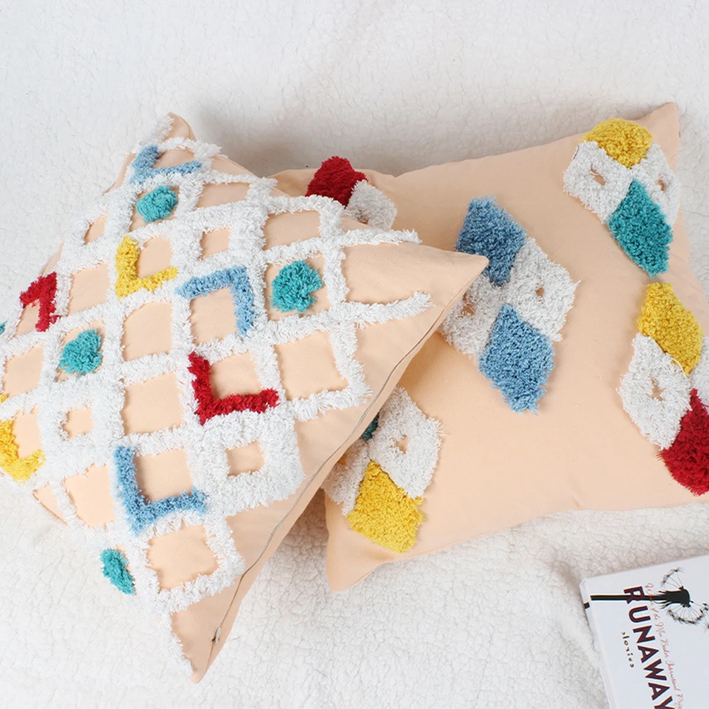 

ADOREHOUSE Sofa Cushion Cover Moroccan Cotton Cushion Case Geometric Pillow Case 45*45 Washable Decorative Pillowcase Home Decor
