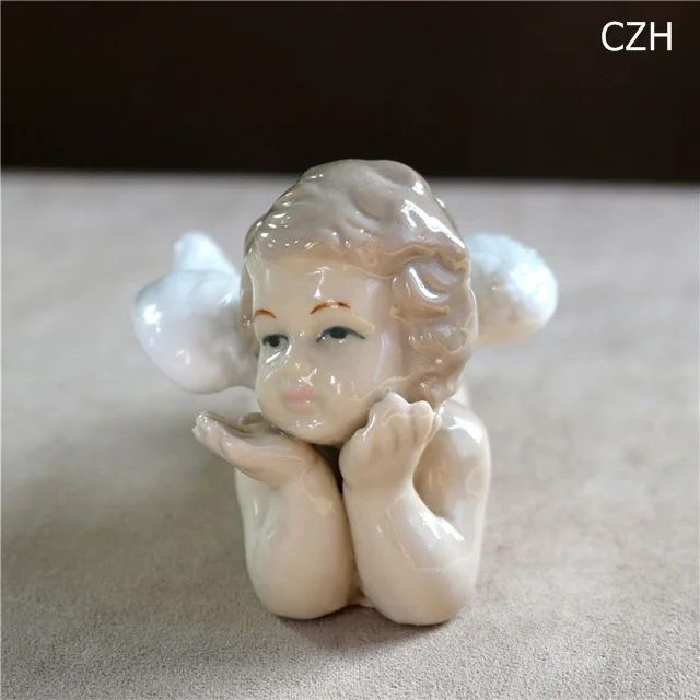 Изящная фарфоровая статуэтка ангела, керамическая статуя Купидона ангела, шкаф для декора, подарок и украшение для рукоделия, аксессуары для украшения