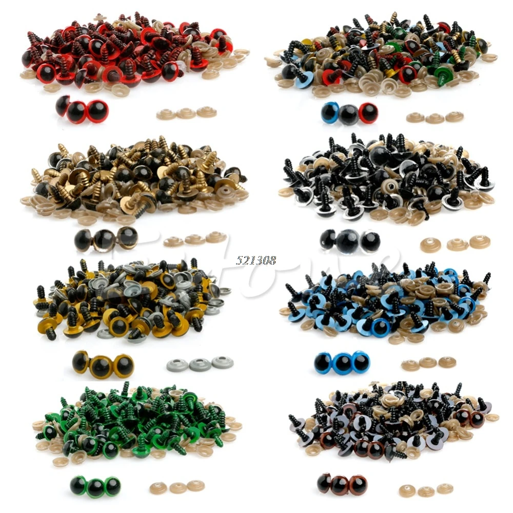 

Hot 100pcs 12MM Plastic Safety Eyes For Teddy Bear Doll Animal Puppet Craft