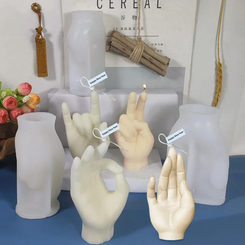 

Creative Gesture Candle Epoxy Resin Mold Aromatherapy Plaster Silicone Mould DIY Crafts Home Decorations Casting Tools