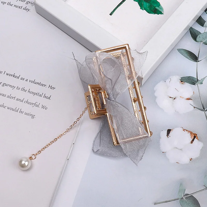 Лента с бантом и жемчужной подвеской заколка для волос кисточкой аксессуары