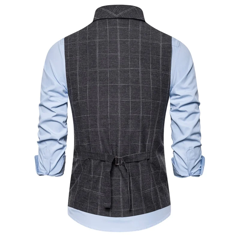 YUNCLOS темно серый вечерние для свадьбы мужской костюм жилет шаль воротник в клетку