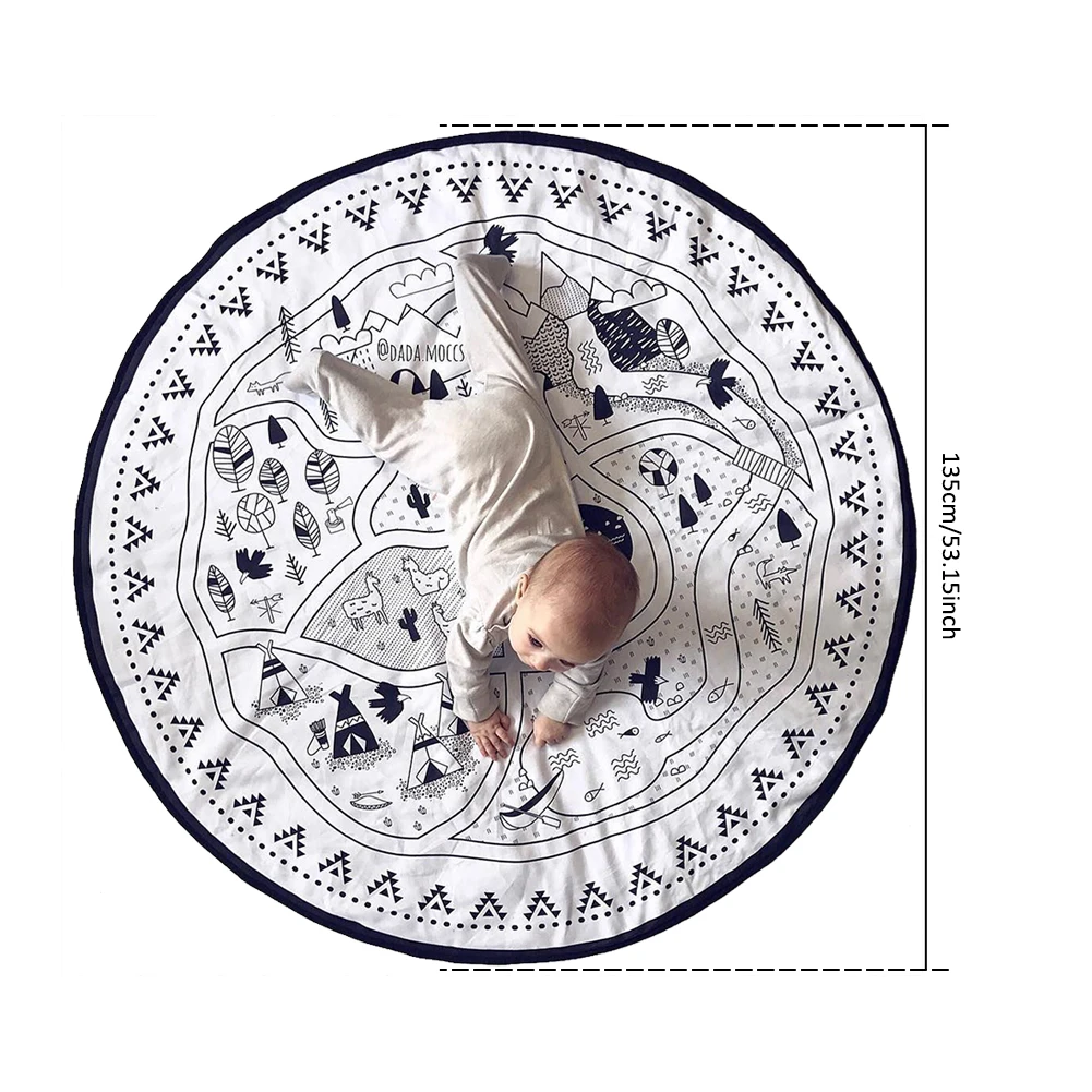 Детский коврик для ползания карта мира игровой с узором одеяло напольный круглый