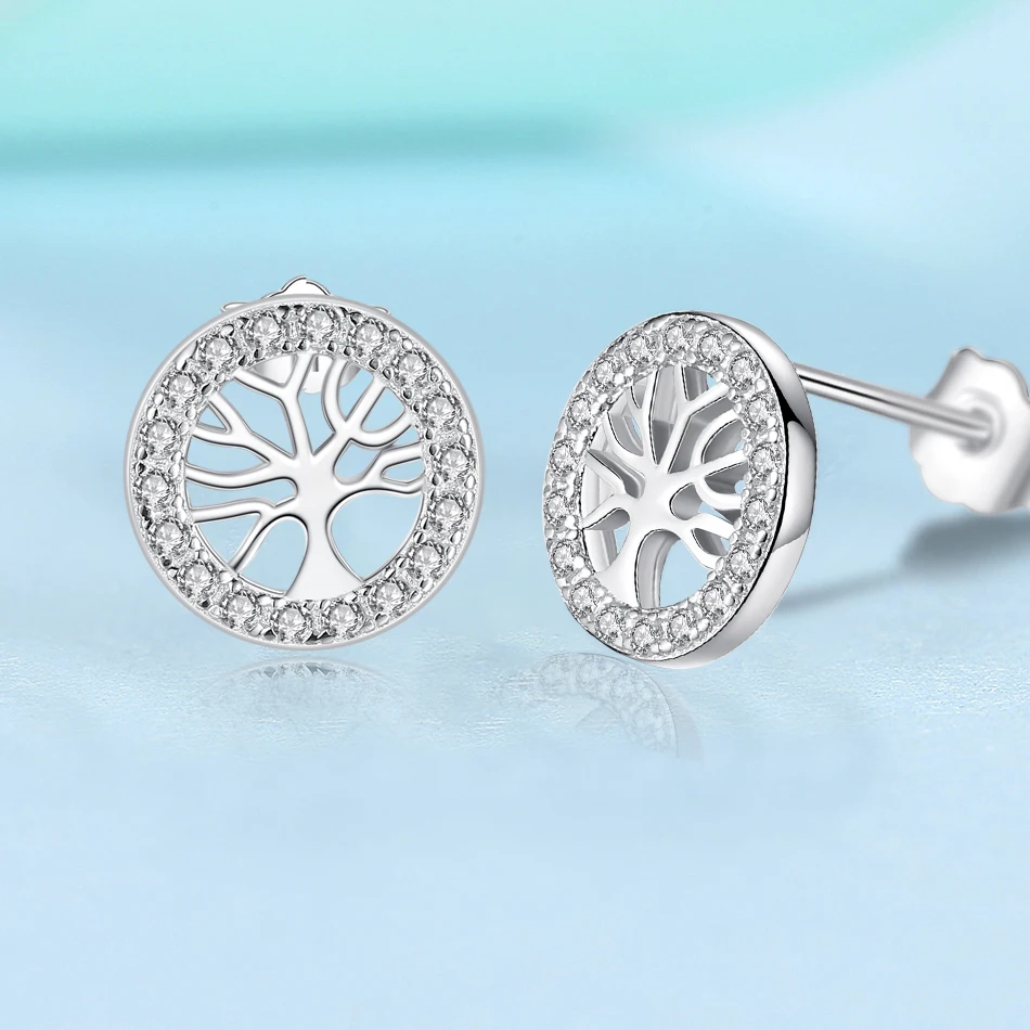 Подлинные серьги из стерлингового серебра 925 пробы круглые с кристаллом циркония