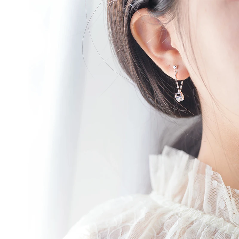 Модные ювелирные изделия серебряные серьги в форме магического кубика длинные