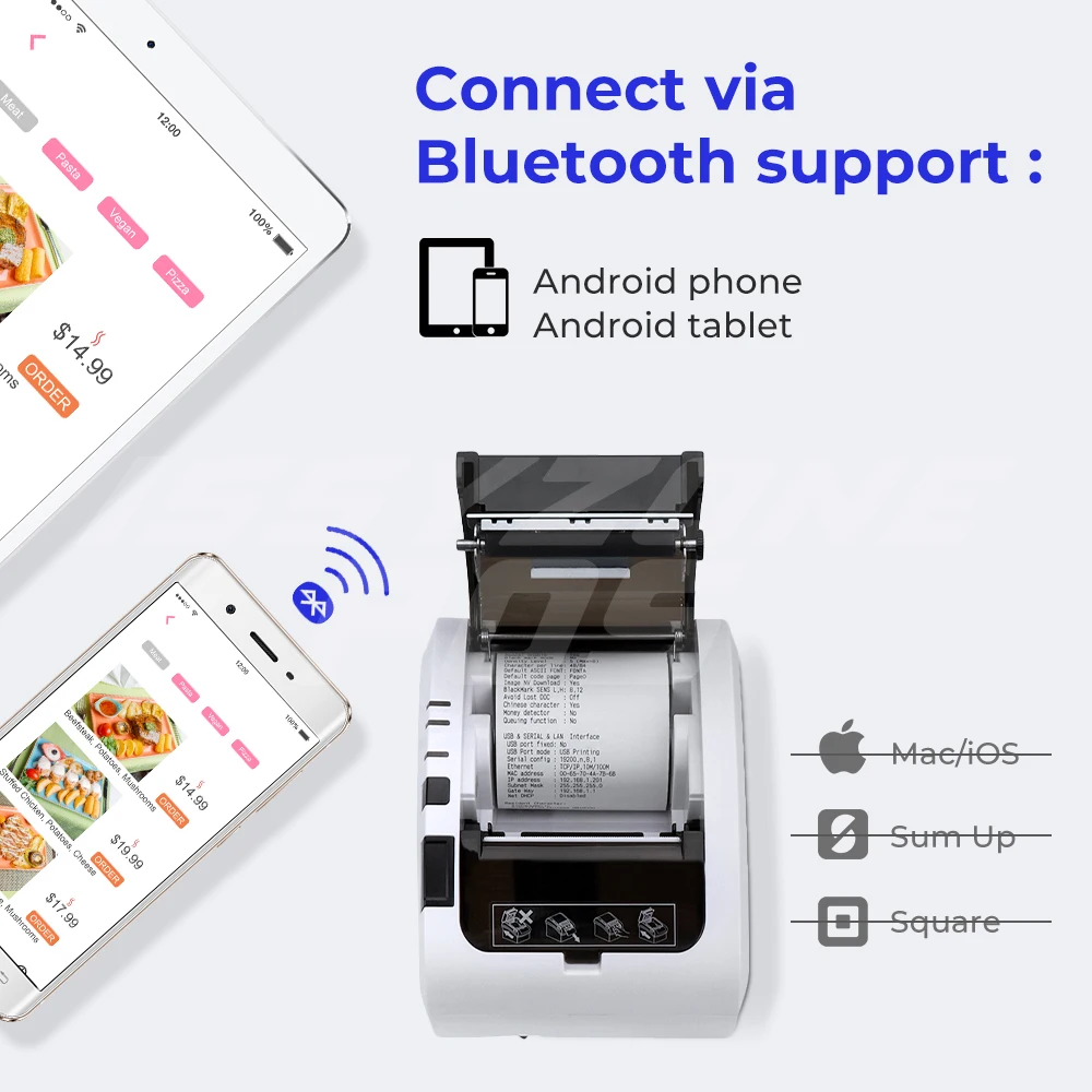 Термопринтер для чеков 80 мм 58 POS принтер автоматический резак 300 мм/секция логотип