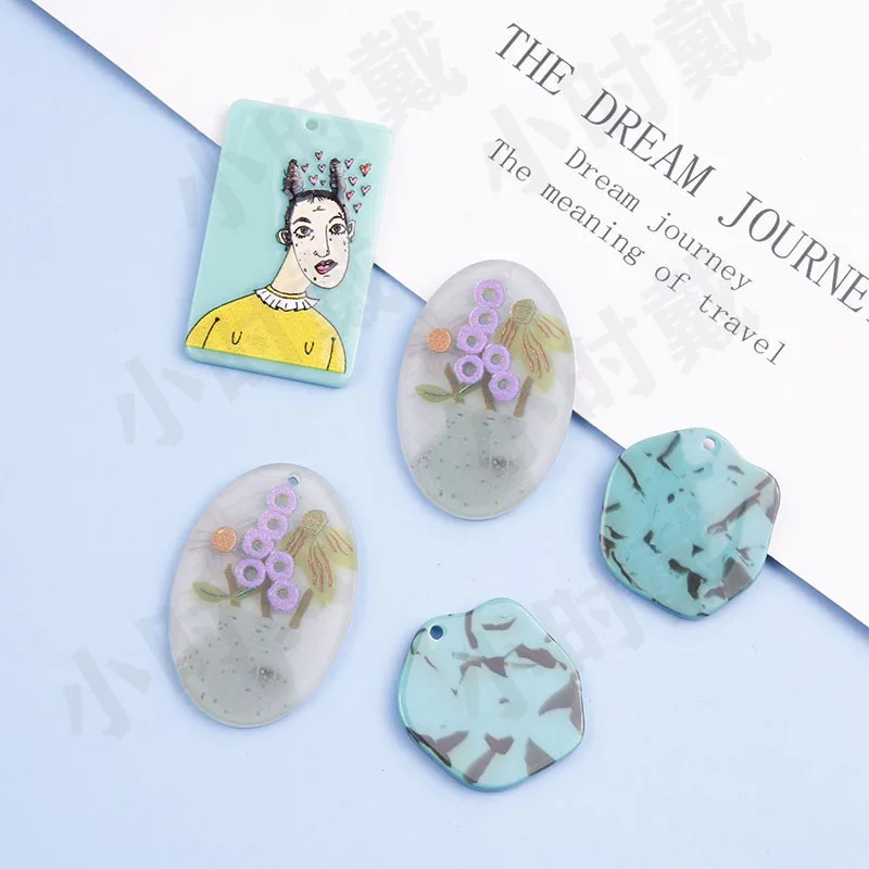 

6PCS Abstract Art Beauty Jewelry Accessories Hand Made Earrings Connectors DIY Pendant Jewelry Findings Components Charms