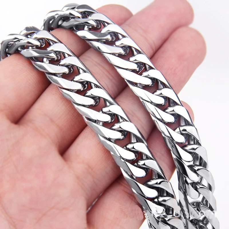 

Top Quality Men's Charms White 316L Stainless Steel Curb Cuban Link Chain Necklace Jewelry Gift