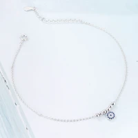 100 925 sterling silver summer fashion chain anklets for women beach party beads ankle bracelet foot jewelry girl best gifts