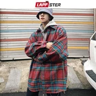 Мужское шерстяное пальто LAPPSTER, в клетку, в стиле Харадзюку, винтажная куртка в Корейском стиле, куртка в стиле хип-хоп, ветровка, 2021