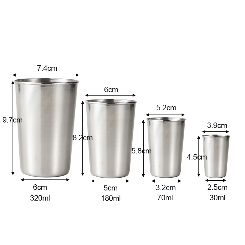 

1 Pcs New 304 Stainless Steel Spray Paint Beer Cup Cold Water Drinks Cup Household Office Use Gargle Cup 30ml/70ml/180ml/320ml