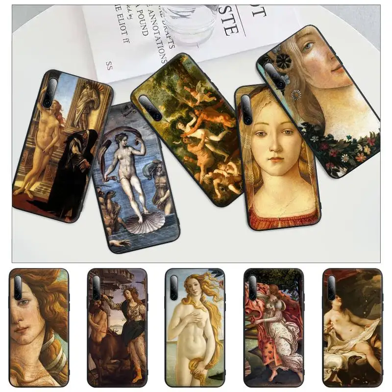 

Art Painting Birth Of Venus Black Silicone Phone Case Cover For Huawei P9 P10 P20 P30 P40 Lite Pro P Smart 2019 2020