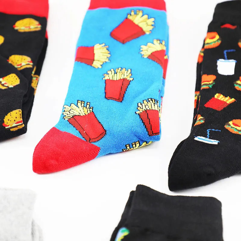 Модные счастливые носки бургер фри пивная кружка мужские забавные женские