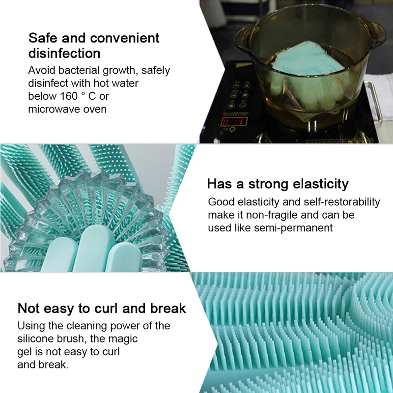 

1 Silicone Dishwashing Scrubber Dish Washing Sponge Rubber Scrub Gloves Kitchen Cleaning Household Dishwashing Gloves