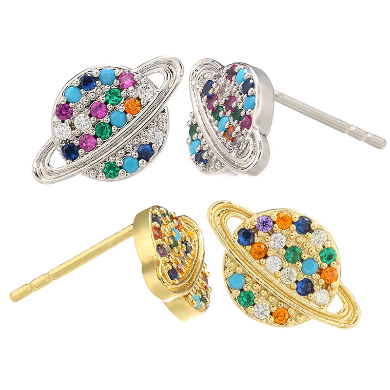 Женские серьги-гвоздики ручной работы ZHUKOU золотистые/Серебристые латунные