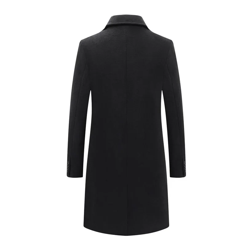 Мужское шерстяное пальто длинное двубортное модная ветровка размеры до XXXL зима