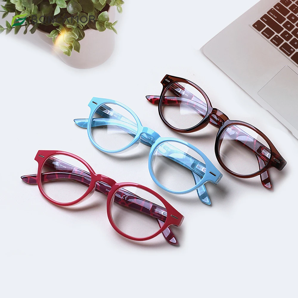 Женские очки для чтения Boncamor качественные круглые с пружинными петлями|Женские