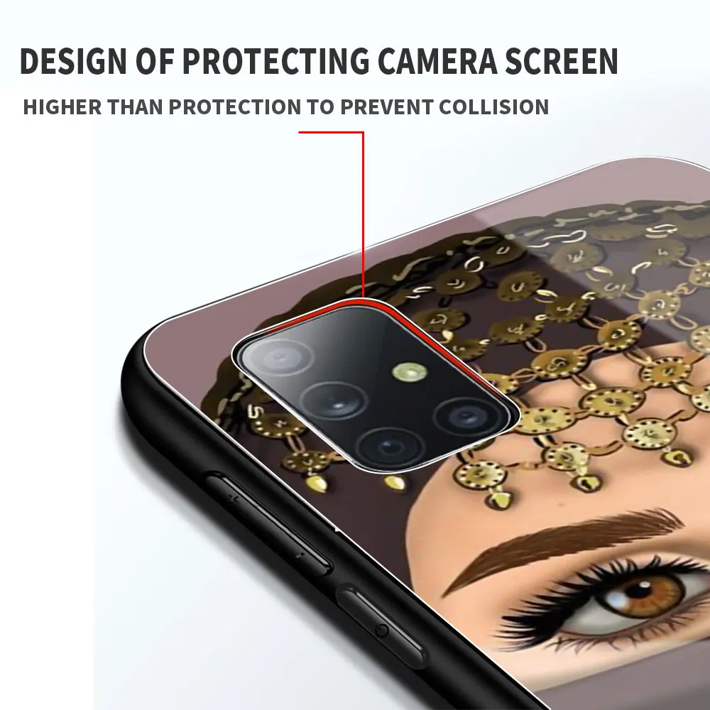 

Woman Crown Hijab Face Muslim Gril Phone Case for Samsung Galaxy A50 A51 A70 A71 A10 A20 A30 A40 A11 A21 A31 A41 A81 Glass Cover