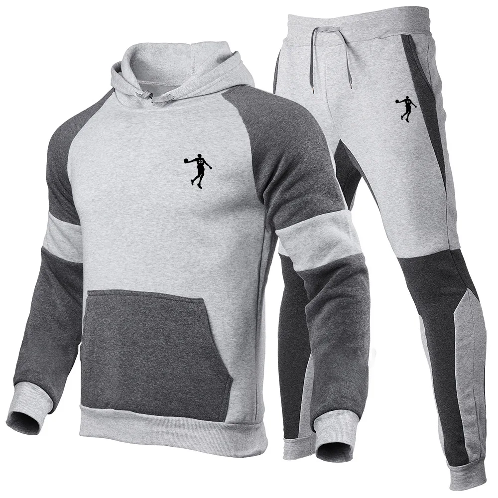 

2020 men's new fall/winter pullover casual sports fashion printed hooded casual sports sweatpants suit trend
