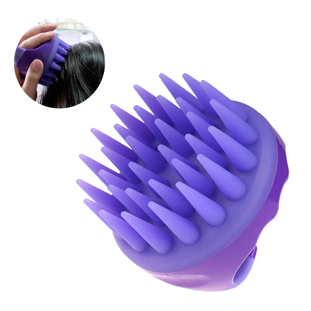 Shampoo Brush Bath Comb Shower Brush Clean Scalp Head Massager Soft Silicone Body Wash Hair Massage Slimming Comb Purple