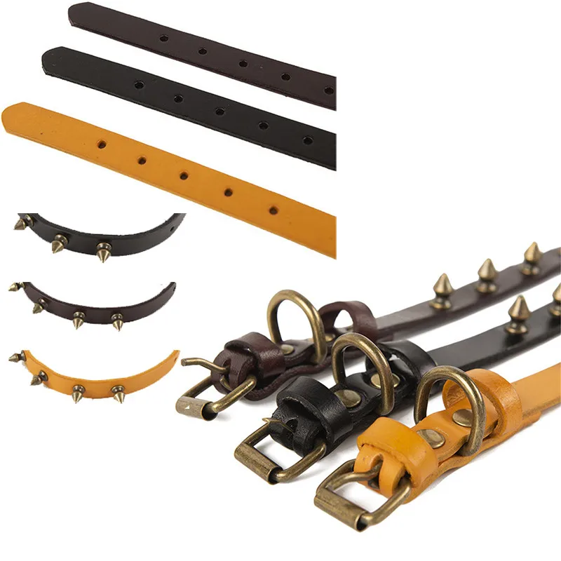 Ошейник для собак с заклепками из натуральной кожи поводок шеи безопасности