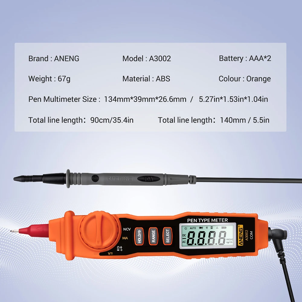 Цифровой мультиметр с зондом электрический ручной тестер