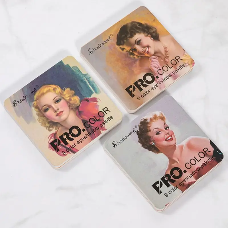 Винтажная 9 цветов Мерцающая матовая палитра теней для век пигментированные тени