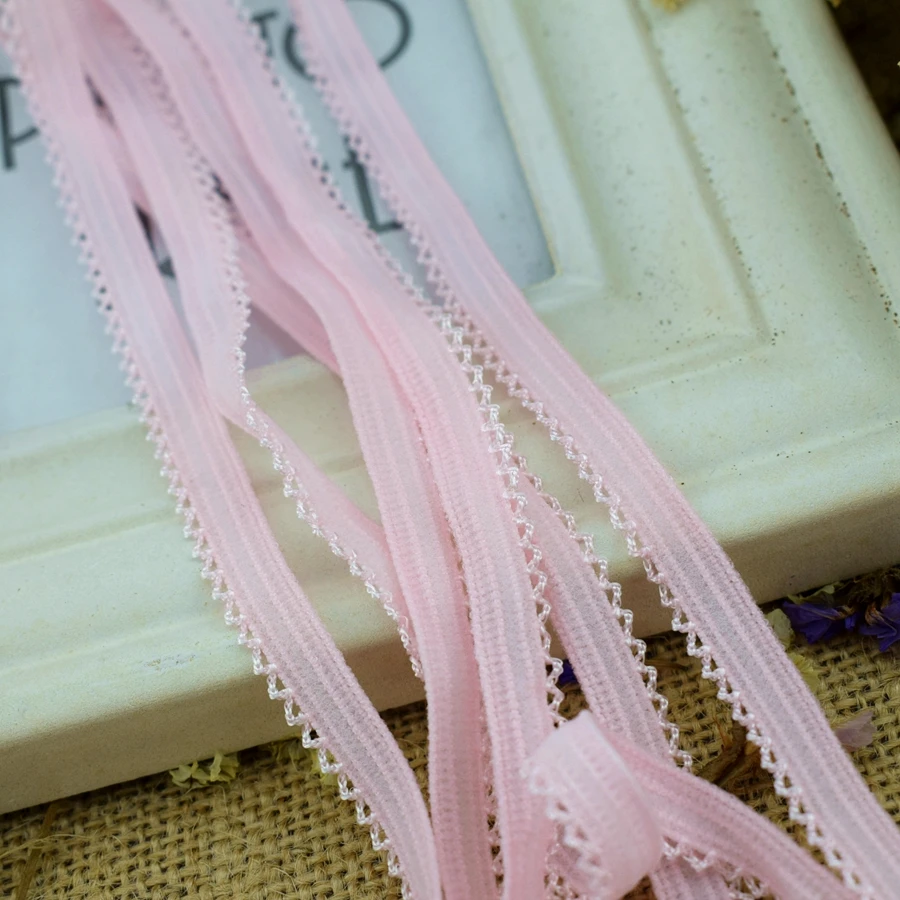 #224 розовые эластичные ленты сетчатые Стрейчевые кружевные края 8 цветов отделка