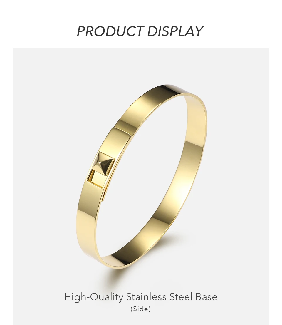 ENFASHION Pyramid Simple Cuff Bracelets Bangles For Women Gold Color Stainless Steel Minimalist Bangle Fashion Jewelry B192053