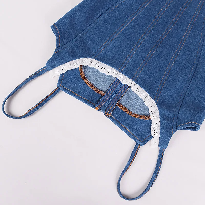 

2021 New U-neck Camisole Women's Top Summer Fishbone Bustier Bra Fashion Sexy Lace Denim Halter Tops y1056