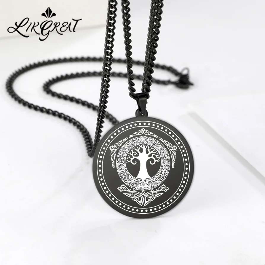 

316L Steel Nordic Viking Talisman Valknut Tree of Life Celtic Love Knot Runes Amulet Pendant Necklace for Men Pagan Scandinavian