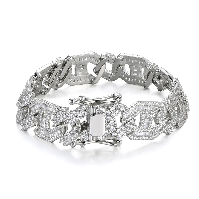 Тяжелая багета Майами в стиле хип-хоп 15 мм циркониевый кубинский браслет со