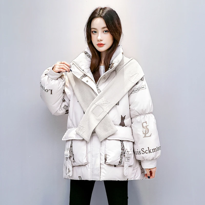 New style jacket coat women winter coat warm knit hat down cotton women's coat Korean version loose plus size winter women