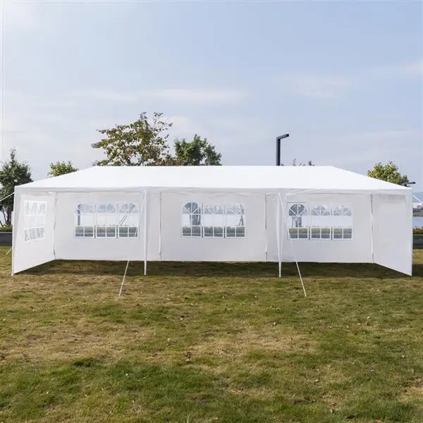 Carpa impermeable de cinco lados de 3x9m, tuber&iacute;a de hierro de tela PE con tubo en espiral adecuado para bodas, camping, estacionamiento y otras fiestas-3
