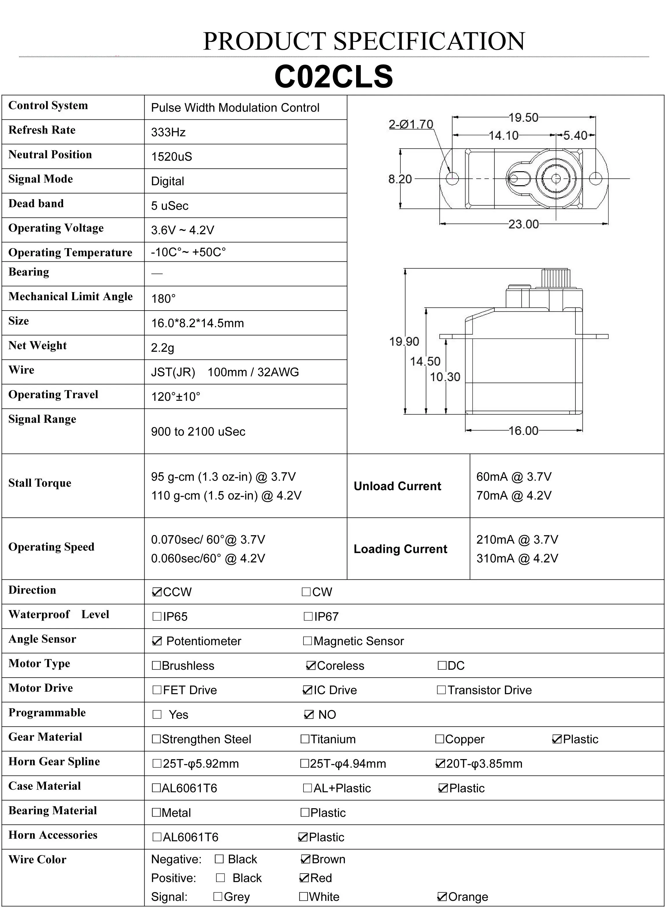 Agfrc c02cls 0,11 kg/0,06 sec Kunststoff getriebe 2,2 Grad g Sub-Micro-Nano-Digital-Servo für Mikro-Park flyer RC-Flugzeug hubschrauber – Detail 3