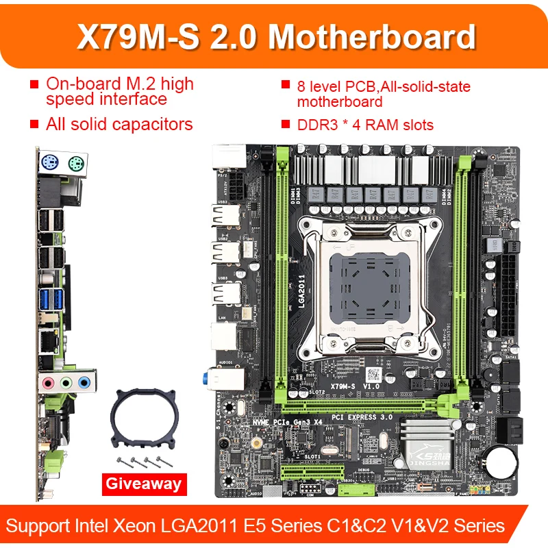 Verkauf X79 M-S 2,0 Motherboard Set Mit Intel Xeon E5-2630 2,3 GHz CPU 4*4GB = 16GB DDR3 1333MHz ECC/REG RAM M.2 SSD 6 Core 12 Themen