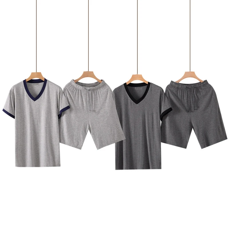 Summer 2Pcs Short Sleeves Sleep Top & Shorts Set Pajama Sets For Men Modal Sleepwear Suit Pyjamas Lounge Homewear Home Clothes