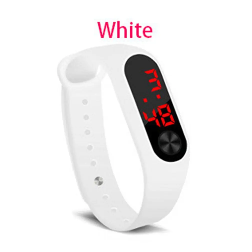 

Fashion Outdoor Simple Sports Red LED Digital Bracelet Watch Men Women Colorful Silicone Watches Kids Children Wristwatch Gift