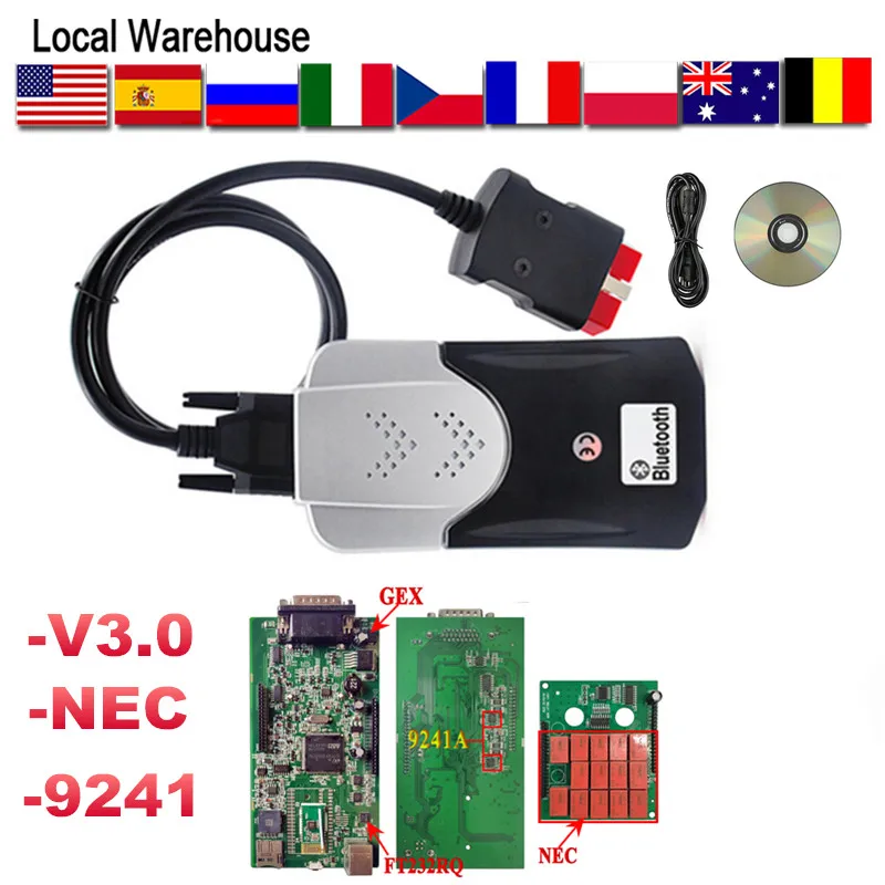 Европейский склад для Delphis VD Ds150e CDP USB Bluetooth TCS Pro OBDII OBD2 сканер 2017 R3 Keygen