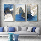 Декоративная роспись, синий мрамор, абстрактный плакат, Картина на холсте для гостиной, настенные художественные принты для современного домашнего декора