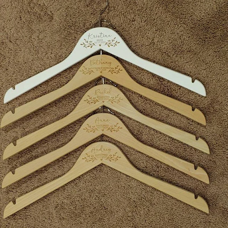 

Personalized Wedding Hanger Bridal Shower Gift Engrave Name Wood Hanger Laser Cut Dress Hanger Wedding Party Favor