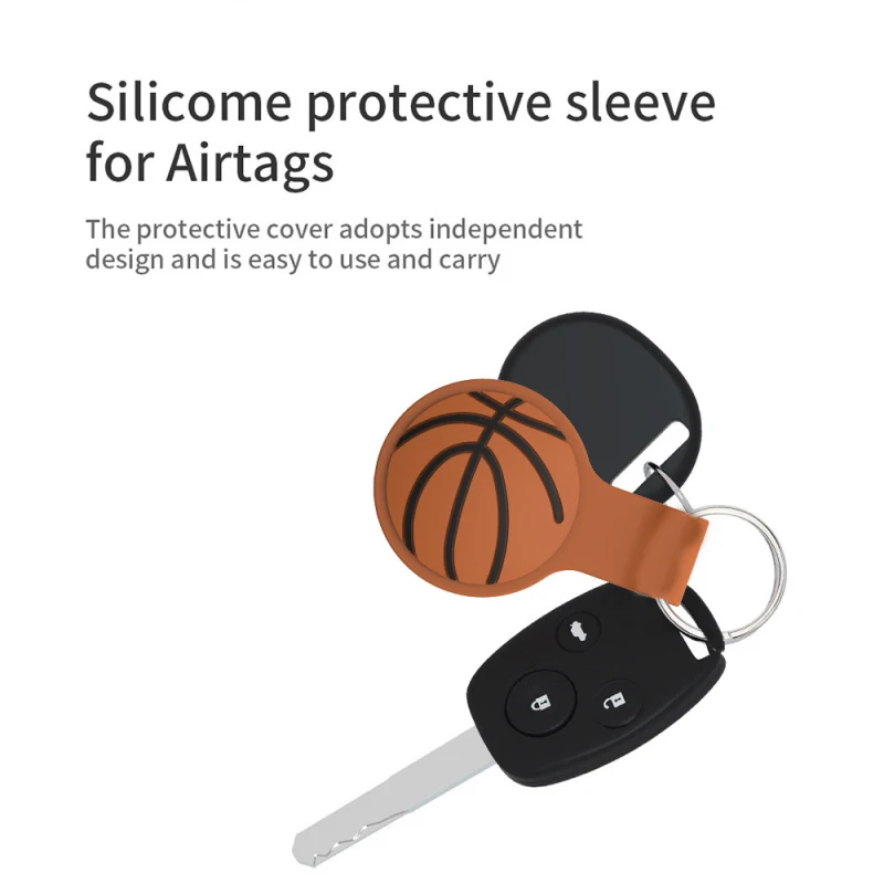 

Cute Basketball Case For Apple Airtags Silicone Protective Sleeve For Apple Locator Tracker Anti-lost Device Keychain Protective