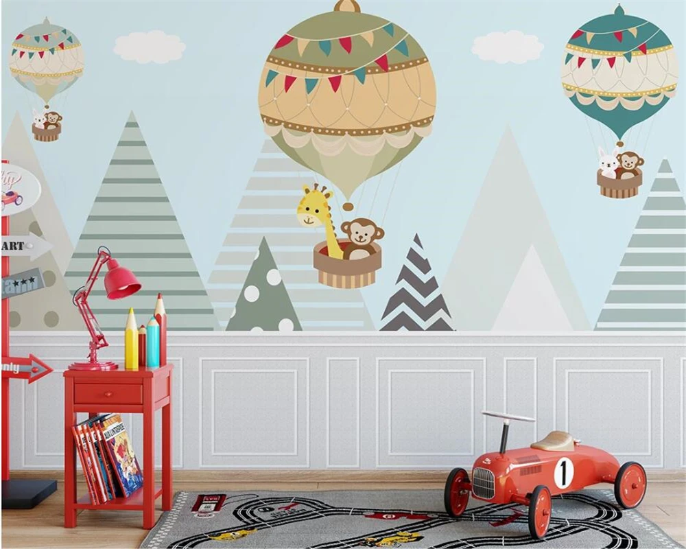 beibehang Custom simple hand-painted children's room hot air balloon sky girl bedroom papel de parede wallpaper | Обустройство