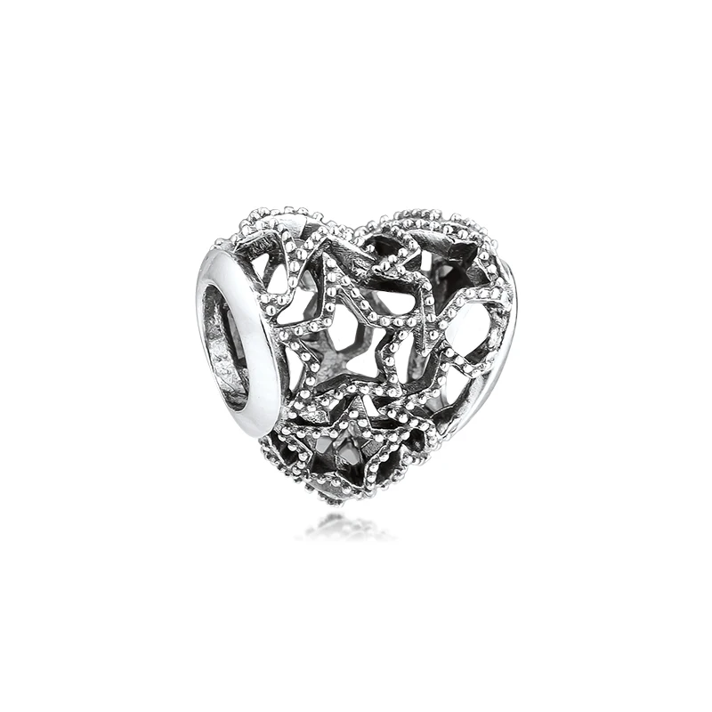 

Fits Europe Bracelet 925 Sterling Silver Heart & Stars Openwork Charm Beads for Jewelry Making Women Gift Kralen Wholesale